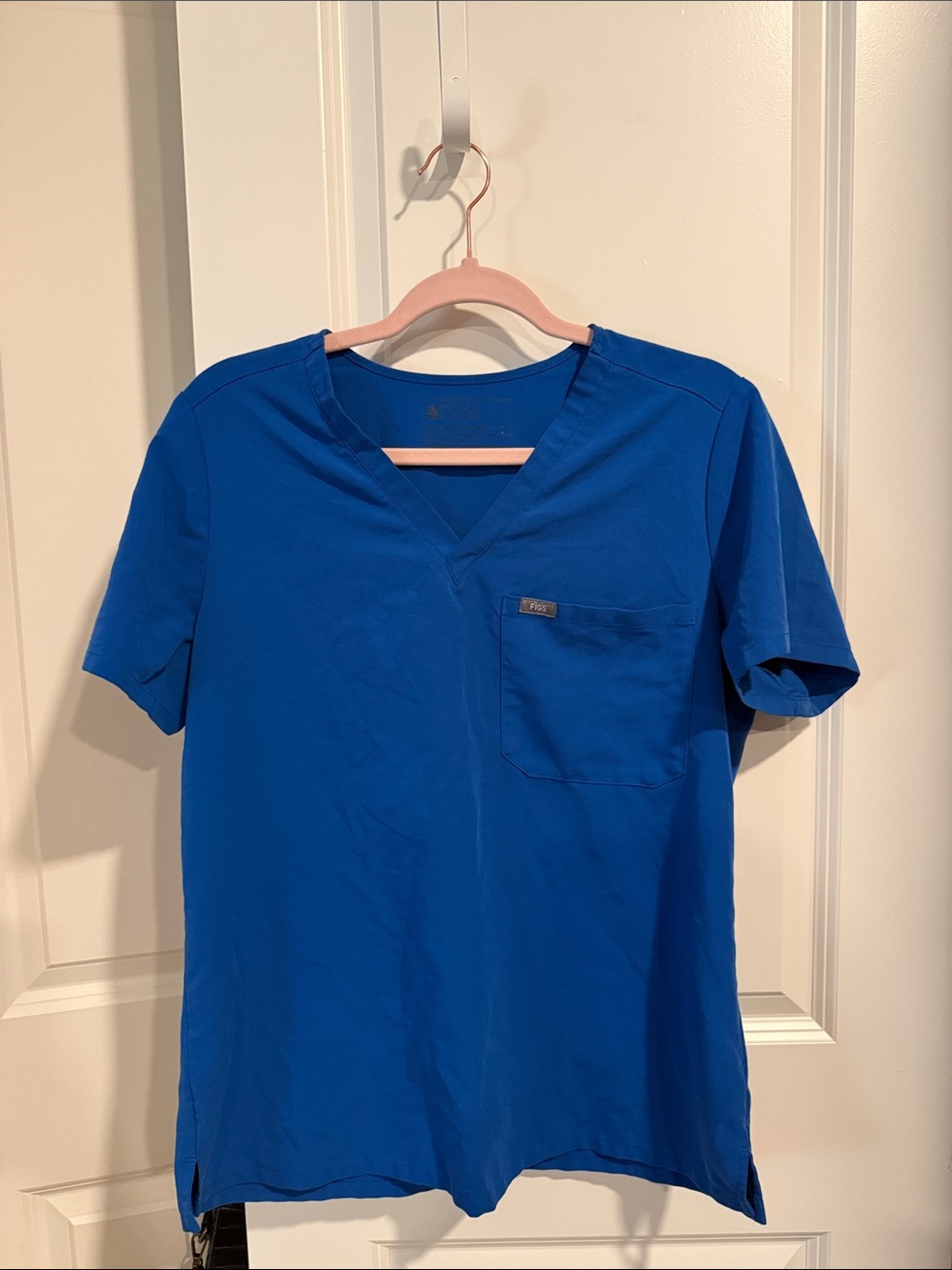 FIGS Royal Blue V-Neck Medical Scrub Top, size M.